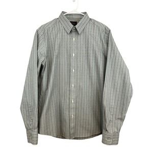 UNTUCKit Button Up Shirt Large Gray/Green Plaid Slim Fit Wrinkle Free